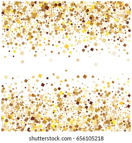 Rich golden vector sparkling confetti falling down. VIP premium design element. Christmas, new year celebration, star dust. Luxurious background, golden glitter, shining sparkles on white background.
