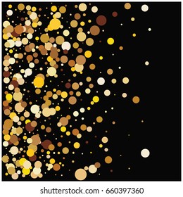 Rich golden vector sparkling confetti falling down. premium design element.  Luxurious background, golden glitter, shining sparkles on white background.