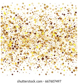 Rich golden vector sparkling confetti falling down. VIP premium design element. Christmas, new year celebration, star dust. Luxurious background, golden glitter, shining sparkles on white background.