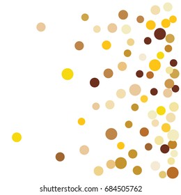 Rich golden vector sparkling confetti falling down. VIP premium design element. Christmas, new year celebration, star dust. Luxurious background, golden glitter, shining sparkles on white background.