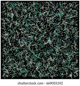 Rich green, grey vector music signs confetti falling down. VIP premium design. Christmas, new year celebration. Music festival background, luxury sparkling glitter, shining sparkles, black background.