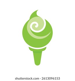 Rich green tea ice cream scoop