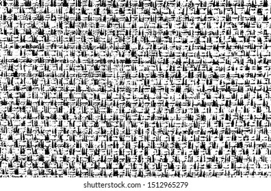 Rich, heavy fabric texture. Vector texture of weaving cloth. Grunge background. Abstract halftone vector illustration. Overlay for interesting effect and depth. Black isolated on white background.