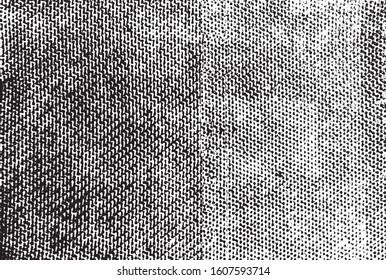 Rich, heavy fabric texture. Vector texture of weaving cloth. Grunge background. Abstract halftone vector illustration. Overlay for interesting effect and depth. Black isolated on white background.