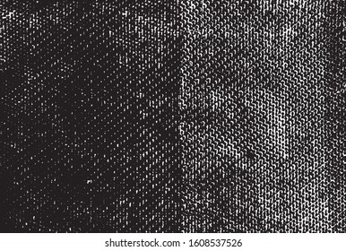 Rich, heavy fabric texture. Vector texture of weaving cloth. Grunge background. Abstract halftone vector illustration. Overlay for interesting effect and depth. Black isolated on white background.