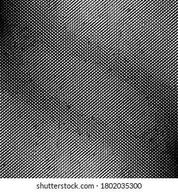 Rich, heavy fabric texture. Vector texture of weaving cloth. Grunge background. Abstract halftone vector illustration. Overlay for interesting effect and depth. Black isolated on white background.