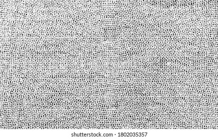 Rich, heavy fabric texture. Vector texture of weaving cloth. Grunge background. Abstract halftone vector illustration. Overlay for interesting effect and depth. Black isolated on white background.