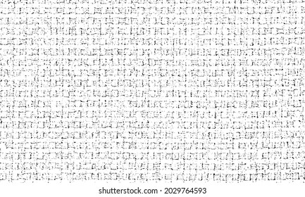Rich, heavy fabric texture. Vector texture of weaving cloth. Grunge background. Abstract halftone vector illustration. Overlay for interesting effect and depth. Black isolated on white background.