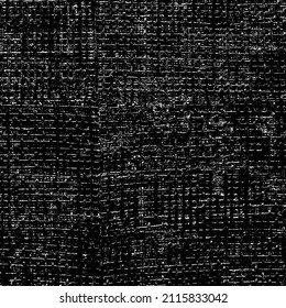 Rich, heavy fabric texture. Vector texture of weaving cloth. Grunge background. Abstract halftone vector illustration. Overlay for interesting effect and depth. Black isolated on white background.