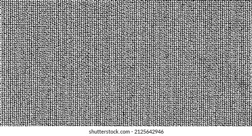 Rich, heavy fabric texture. Vector texture of weaving cloth. Grunge background. Abstract halftone vector illustration. Overlay for interesting effect and depth. Black isolated on white background.