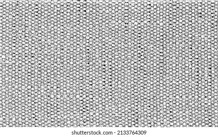 Rich, heavy fabric texture. Vector texture of weaving cloth. Grunge background. Abstract halftone vector illustration. Overlay for interesting effect and depth. Black isolated on white background.