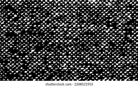 Rich, heavy fabric texture. Vector texture of weaving cloth. Grunge background. Abstract halftone vector illustration. Overlay for interesting effect and depth. Black isolated on white background.