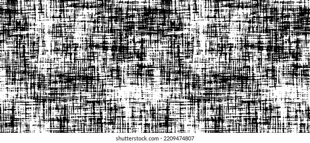Rich, heavy fabric texture. Vector texture of weaving cloth. Grunge background. Abstract halftone vector illustration. Overlay for interesting effect and depth. Black isolated on white background.