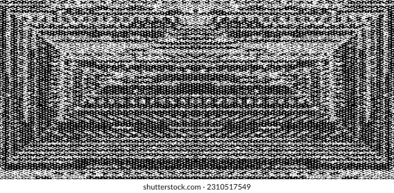 Textura rica y pesada de tela. Textura vectorial del tejido. Borde de fondo. Ilustración del vector de medio tono abstracto. Superposición para el efecto interesante y la profundidad. Negro aislado sobre fondo blanco.