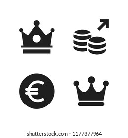 rich icon. 4 rich vector icons set. money, crown and euro icons for web and design about rich theme