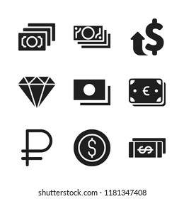 rich icon. 9 rich vector icons set. diamond, peso and euro icons for web and design about rich theme