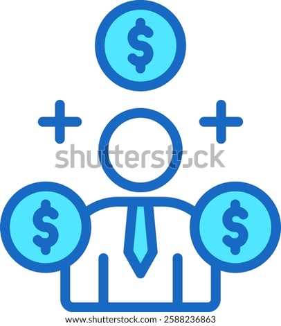 Rich Icon Blue Color Vector Illustration