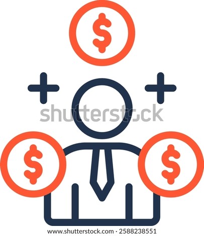 Rich Icon Color Line Vector Illustration