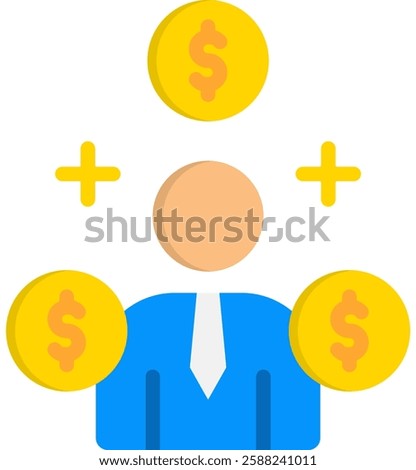 Rich Icon Flat Vector Illustration