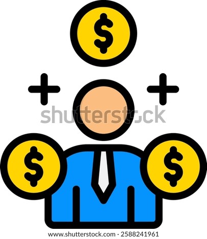 Rich Icon Lineal Color Vector Illustration
