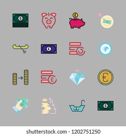 rich icon set. vector set about boat, pound sterling, coin and money icons set.