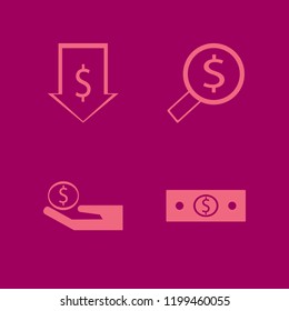 rich icon. rich vector icons set looking money, money hand, dollar rate falling and money cash