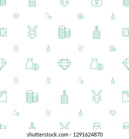 rich icons pattern seamless white background. Included editable line coin, gem, Money sack, yuan, money bag, Coin, Diamond, chest, Money icons. rich icons for web and mobile.