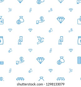 rich icons pattern seamless white background. Included editable outline hand on coin, money on hand, diamond, money bag, Payment, Diamond icons. rich icons for web and mobile.