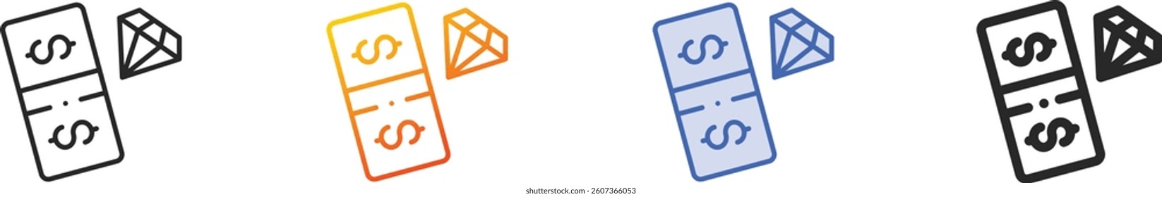 rich icon.Thin Linear, Gradient, Blue Stroke and bold Style Design Isolated On White Background