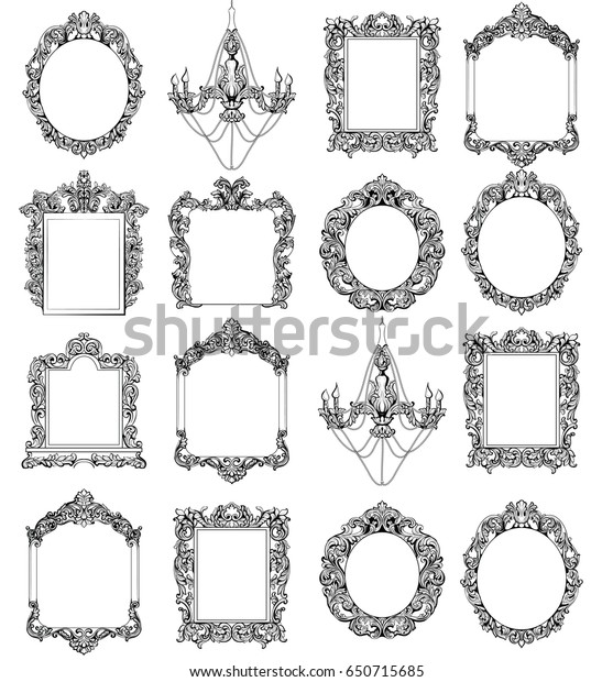 Rich Imperial Baroque Rococo Frames Set Stock Vector (Royalty Free ...