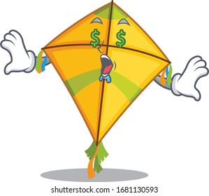 Rich kite with Money eye mascot character style