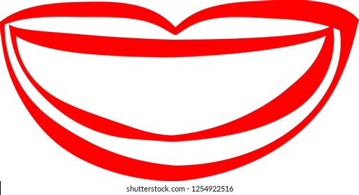 Rich Lady's Red lips Comic style outline