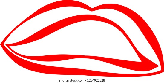 Rich Lady's Red lips Comic style outline