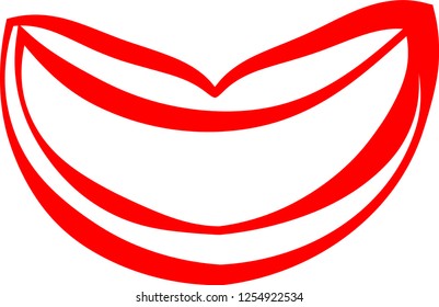 Rich Lady's Red lips Comic style outline
