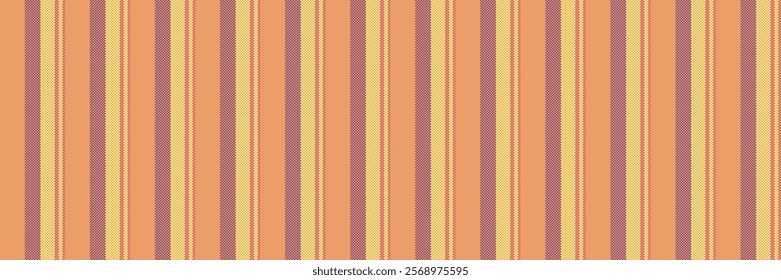 Rich lines texture textile, rough seamless stripe fabric. Delicate background vector vertical pattern in orange and yellow colors palette.