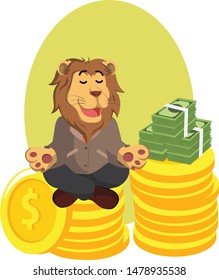 rich lion businessman vector illustration design