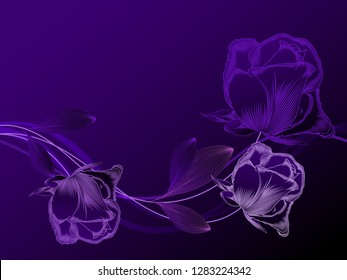 Rich luxurious rich purple pattern with rose flowers