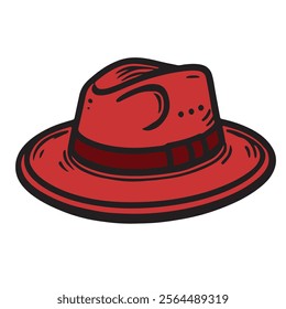 Rich mahogany cowboy hat illustration with a wide brim and intricate band detail. Perfect for Western themes, rustic designs, or vintage projects. High-resolution and versatile artwork.