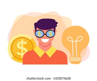 Rich man character concept. Vector flat cartoon graphic design illustration