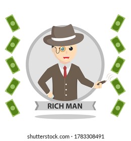 Rich Man in circle design character on white background