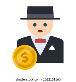 rich man flat color vector icon