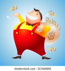 rich man happy scatter money