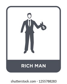 rich man icon vector on white background, rich man trendy filled icons from Luxury collection, rich man simple element illustration
