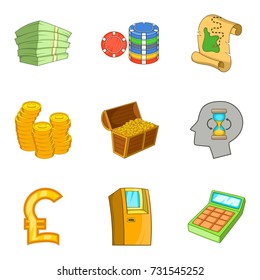 Rich man icons set. Cartoon set of 9 rich man vector icons for web isolated on white background