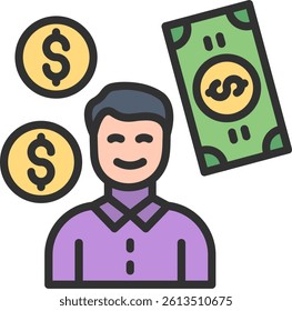 Rich man Outline Filled Style Icon