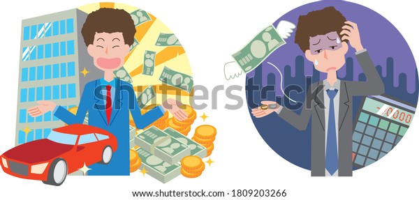 A rich man playing flashy and a poor man running\
away with money