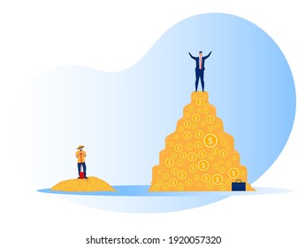 Hombre rico y hombre pobre Ilustrador vectorial del concepto de desigualdad