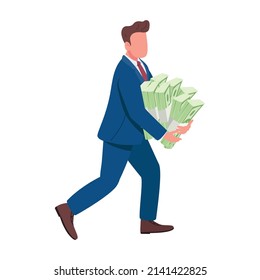 Rich man semi flat color vector character. Running figure. Full body person on white. Higher social class. Wealthy person simple cartoon style illustration for web graphic design and animation