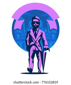 Rich man with an umbrella