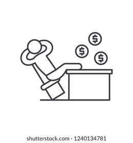 Rich manager line icon concept. Rich manager vector linear illustration, symbol, sign
